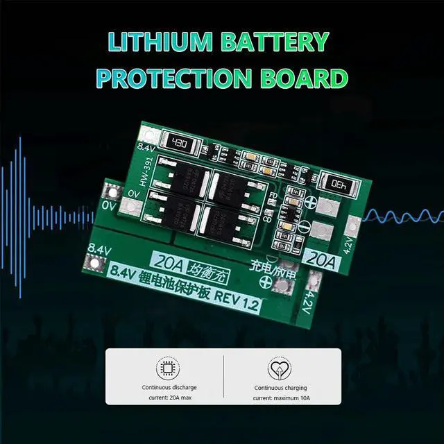 Alt view image 4 of 4 - HW-391 2S 20A 7.4V 8.4V Lithium Protection Board BMS Board Module Charging Board Charger Module