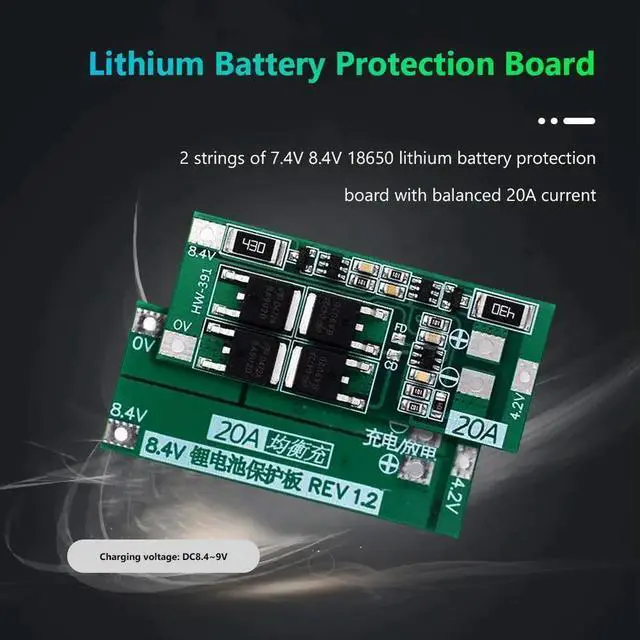 Alt view image 3 of 4 - HW-391 2S 20A 7.4V 8.4V Lithium Protection Board BMS Board Module Charging Board Charger Module