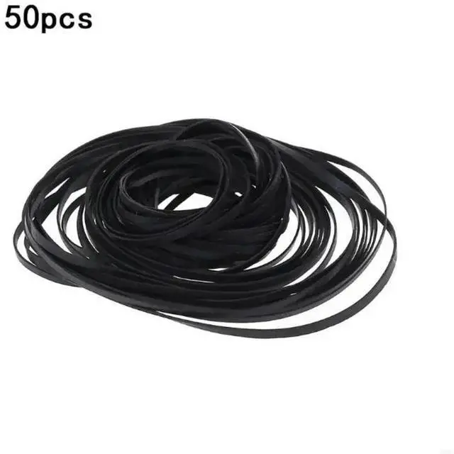 Main image of 50Pcs 4mm Width Universal Mix Cassette Tape Machine Belts Assorted Flat Rubber Belt for CD DVD Recorders Walkman
