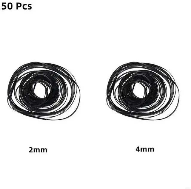 Alt view image 2 of 4 - 50Pcs 4mm Width Universal Mix Cassette Tape Machine Belts Assorted Flat Rubber Belt for CD DVD Recorders Walkman
