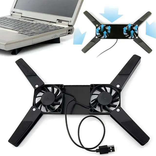 Alt view image 3 of 4 - USB Powered Laptop Cooling Pad with Double 60mm Fans Laptop Stand Cooling Pad Bracket for Notebook Laptop PC Computer