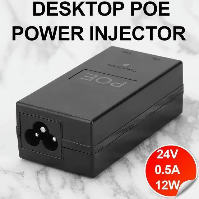 Alt view image 3 of 4 - 10/100Mbps Desktop POE Injector Power Supply Input 100V-240V Output 24V 0.5A for Surveillance CCTV IP Camera
