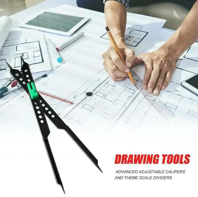 Alt view image 2 of 4 - 25.4cm Scale Divider Drawing Tool Proportional for Artists Adjustable Plastic Drawing Circle Compass Teaching Instrument