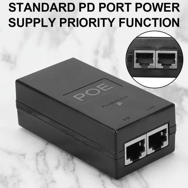 Alt view image 4 of 4 - 10/100Mbps Desktop POE Injector Power Supply Input 100V-240V Output 24V 0.5A for Surveillance CCTV IP Camera
