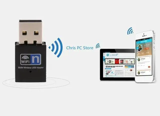Alt view image 2 of 7 - Mini 300Mbps USB RTL8192 Dongle Adapter Wireless Receiver Card Antenna 802.11 n/g/b wi-fi LAN Adapter