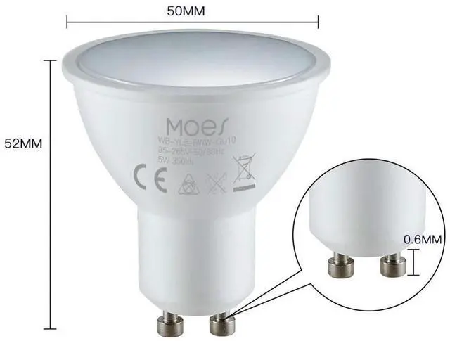 Alt view image 4 of 4 - MoesHouse LED Bulb 400LM GU10 Light Bulb Wi-Fi 2.4GHz Work with Alexa Google Assistant RGB Color Changing Dimmable Lamp