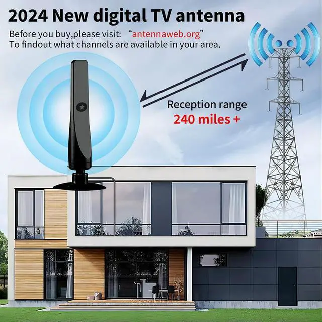 Alt view image 4 of 4 - TV Antenna with Booster HD Antenna Support 4K 1080P 50 Miles Range High Gain Aerial for TV