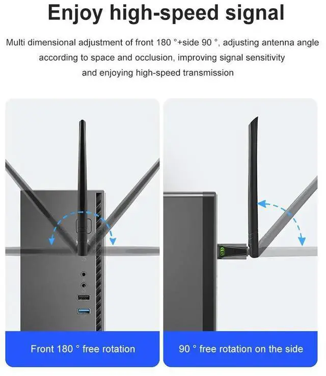 Alt view image 2 of 4 - 650Mbps Wireless Network Card Wide Coverage Dual Band 2.4GHz 5GHz Wireless Dongle Network Card Plug and Play for Desktop Laptop