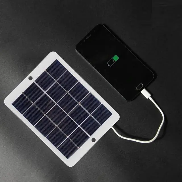 Alt view image 2 of 4 - 3W Mini Solar Panel Portable Solar Charger Cable Cellphone Waterproof Power Outdoor Electric Device Supply