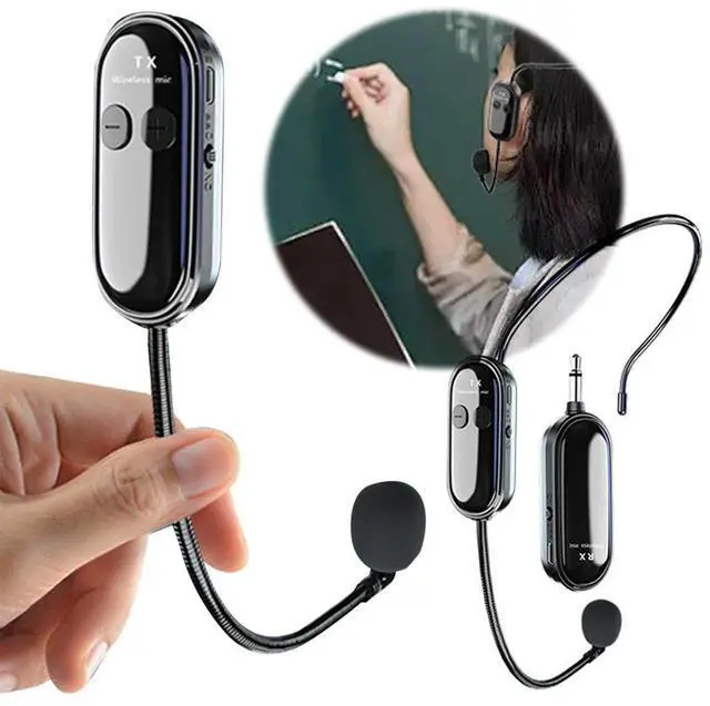 Alt view image 2 of 4 - 2.4G Wireless Microphone Headset Long Range Mic System with Receiver for Amplifier Voice Speaker Teaching Tour Guide