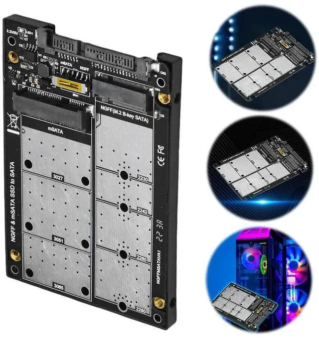 Alt view image 2 of 4 - 2 in 1 Combo M.2 NGFF B-key & MSATA SSD To SATA 3.0 Adapter Converter Card Adapter Converter Case Enclosure for Desktop Laptop