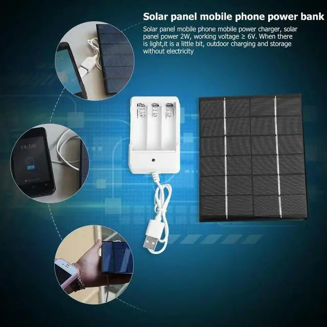 Alt view image 2 of 4 - 2W 6V Solar Panel for Power Bank Phone Charger AA Rechargeable Charger Phone Portable Flexible Power