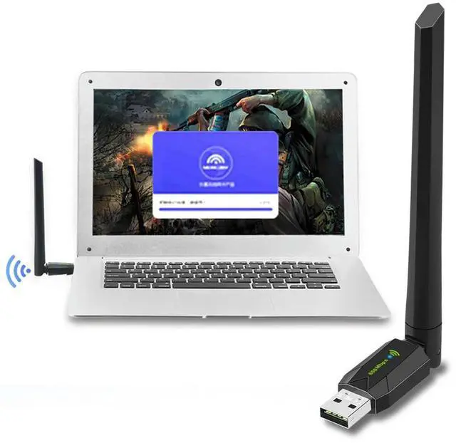 Alt view image 2 of 4 - 650Mbps Wireless Network Card Free Drive Dual Band 2.4G 5Ghz USB Receiver with Antenna Dongle Adapter for Desktop PC