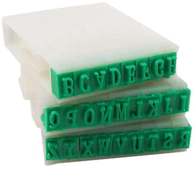 Alt view image 3 of 3 - 26 Pcs Detachable 26-Letters English Alphabet Plastic Stamp & 1 Pcs Ink Pad Stamp Pad Gold