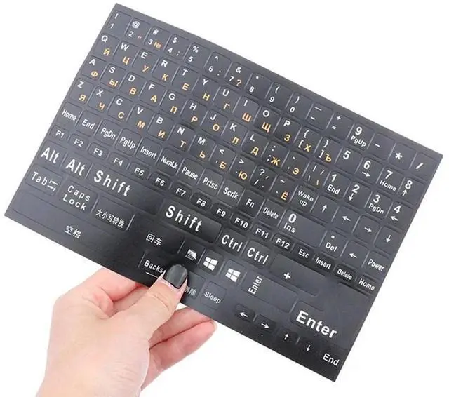 Alt view image 3 of 4 - 2Pc Full Size Russian Keyboard Stickers Letter Alphabet Layout Sticker Key For Laptop Desktop PC Russian -Orange Letters