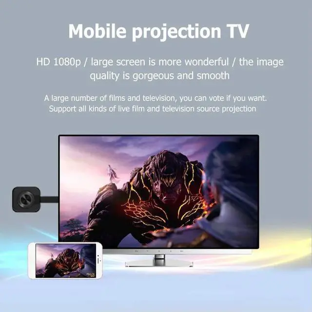 Alt view image 3 of 4 - Wireless Display Dongle 2.4ghz Hdmi-compatible Video Transmission 1080p TV Stick Adapter for Car Home Office for Mirascreen