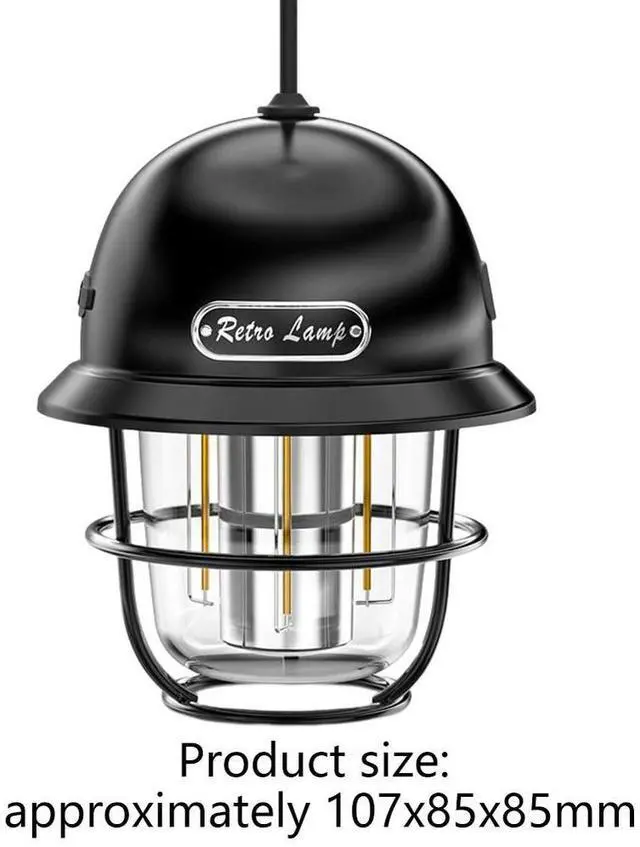 Alt view image 4 of 4 - LED Hanging Lantern 200LM Vintage Portable Camping Light Type-C USB Rechargeable Daily Waterproof for Hiking Fishing Emergency