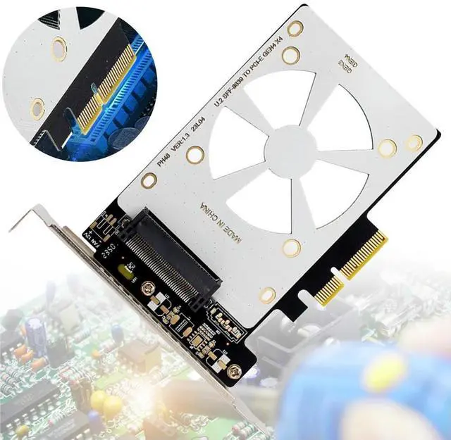 Alt view image 2 of 4 - U.2 SFF-8639 To PCI-EX4 Expansion Card 4000MB/s U.2 To PCIe Adapter Riser X4/X8/X16 Slot PCI-E GEN3 Support U.2 NVME SSD