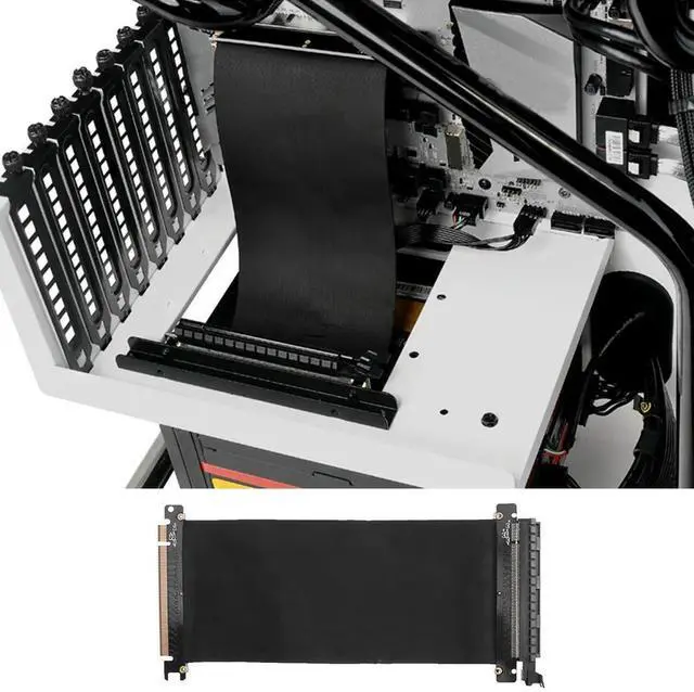 Alt view image 2 of 4 - PCI Express High Speed 16x Flexible Cable Extension Port Adapter Riser Card
