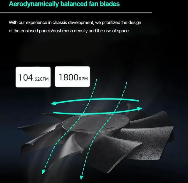 Alt view image 3 of 4 - Cooling Case Fan 4-Pin PWM Computer Case Fan 1800RPM Silent Cooling Fan with Hydraulic Bearing for Computer Cases Cooling