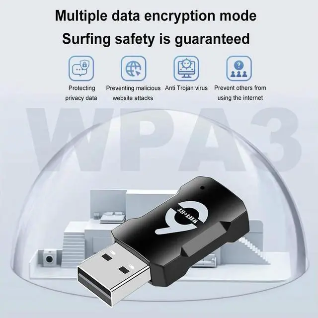 Alt view image 4 of 4 - AX915 Driver-Free Wireless Network Card Bluetooth-Compatible 5.3 USB Network Card 900Mbps Receiver 2.4G&5GHz for Win 10/11