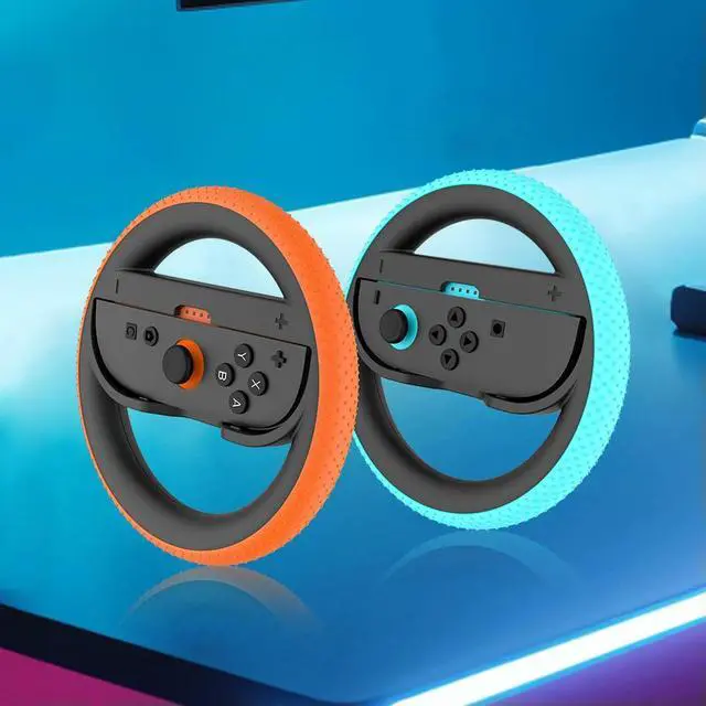Alt view image 3 of 4 - For Ns2 2Pcs L/R Handle Steering Wheel with Silicone Pad Round Steering Wheel Grip Holder Non-Slip Game Attachment Accessories