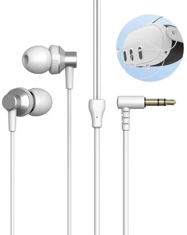 Alt view image 2 of 4 - Noise Isolating Earphones Comfortable VR Earphones Immersive Sound Earbuds Earphones 3.5mm AUX for Quest 3 VR Headset