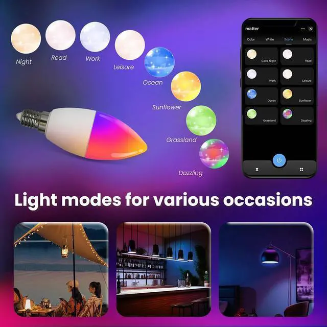 Alt view image 4 of 4 - LED Bulb Dimmable LED Light 16 Million RGB Colors Multicolor LED Light Bulbs APP Remote Control for Alexa Google Home