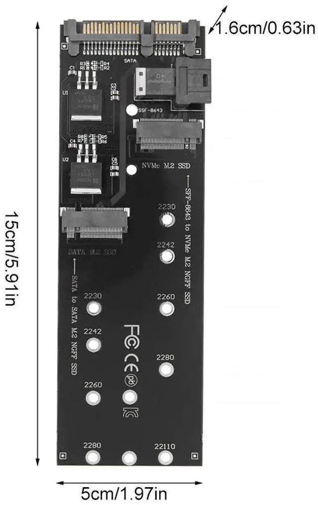 Alt view image 4 of 4 - SFF-8643 To M.2 U2 Kit NGFF M-Key To Slimline SAS NVME PCIe SSD 22Pin SATA Adapter SSD Converter for Laptop Desktop Mainboard