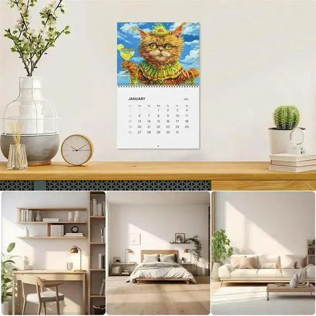 Main image of 2025 Cat Wall Calendar 2025 Funny Cute Drunk Cats Themed Calender 8X11 Inches Family Planner Calendar For Cat Lovers