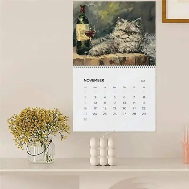 Alt view image 4 of 4 - 2025 Cat Wall Calendar 2025 Funny Cute Drunk Cats Themed Calender 8X11 Inches Family Planner Calendar For Cat Lovers