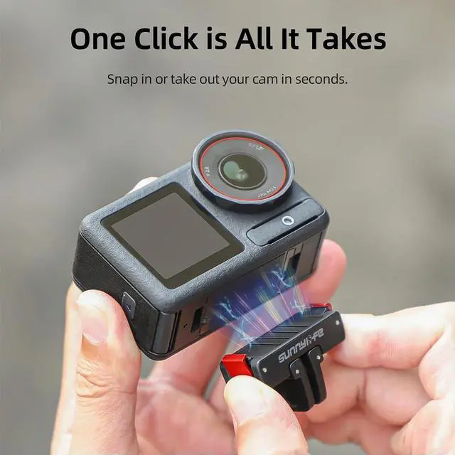 Alt view image 3 of 4 - Magnetic Sport Camera Adapter with 1/4Inch Screw Hole Quick Release Two Claw Adapter Aluminum Alloy for OSMO ACTION 5 Pro/4/3/2