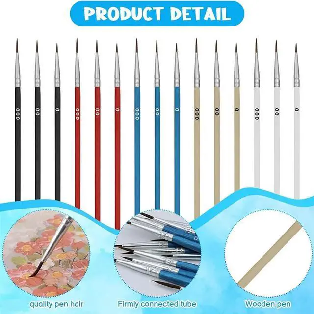 Alt view image 2 of 4 - 60 Pcs Tiny Paint Liner Brush, 5 Colors Detail Paint Brushes, Fine Tip Detail Brushes Kit For Nail Or Facial Painting
