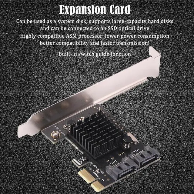 Alt view image 2 of 4 - Expansion Adapter Card Desktop Computer PCI-E 1x to SATA3.0 2 Port Riser 6Gbps PCI Express Adapter Card