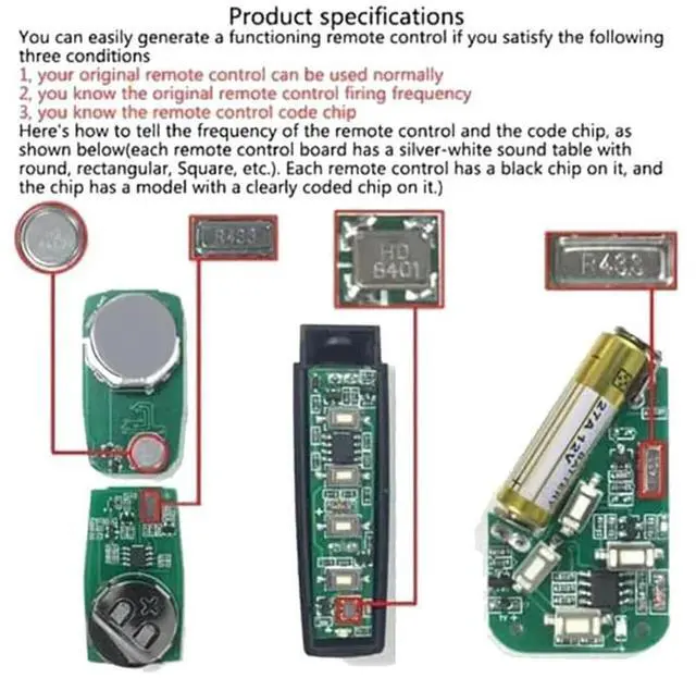 Alt view image 2 of 4 - 6 Pcs Universal 4 Key Buttons Garage Door Opener Remote Control Duplicator Garage Gate Door Remote Control 433MHZ