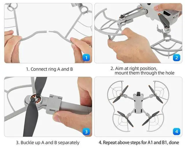Alt view image 4 of 4 - For Mini 4 Pro Anti-Collision Ring Propeller Blade Protection Ring Quick-Release Anti-Shake Propeller Cover Accessories