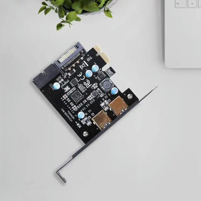 Alt view image 2 of 4 - PCI-E to USB 3.0 2 Port PCI Express Expansion Card 19-Pin Power Connector Converter for Bitcoin Miner Mining