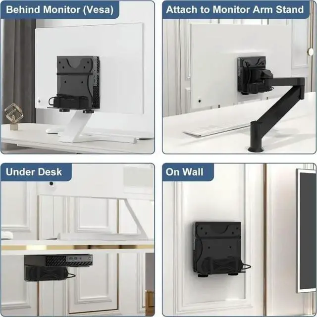 Alt view image 2 of 4 - Small PC Mount Computer Holder Wall Mount Easy Installation Space Saving Computer Mount Under Desk Mount Adapter