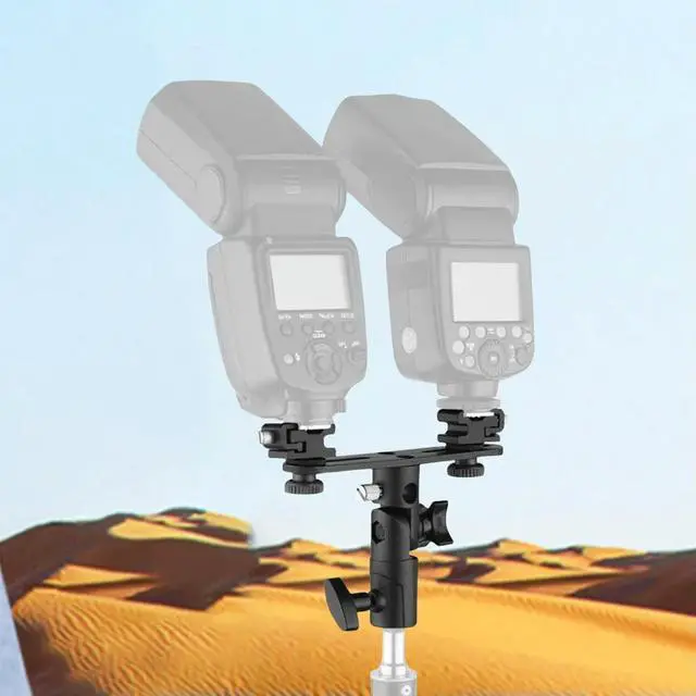 Alt view image 3 of 4 - Double Hot Shoe Flash Umbrella Holder Light Stand Speedlight Bracket Mount for Photo Video Photography DSLR Camera