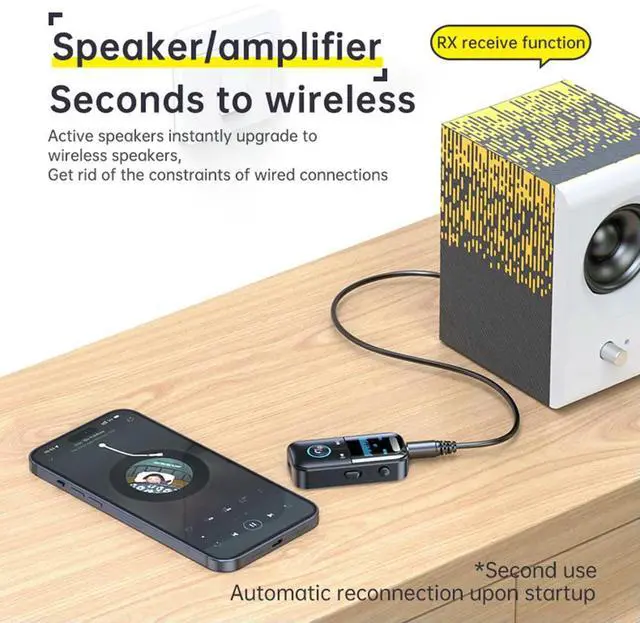 Alt view image 4 of 4 - BT 5.4 Receiver Transmitter Wireless Audio 3.5mm Jack Aux Adapter Support TF Card Wireless Audio Adapter for Car Laptop Radio TV