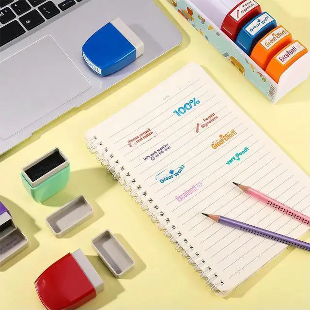 Alt view image 3 of 4 - 8Pcs Motivation Stamps Encouraging Comments Self-inking Grading Stamps Feedback Stamps School Supplies for Parent Signature