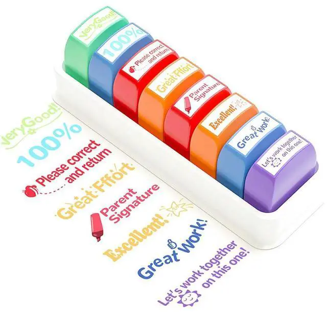 Main image of 8Pcs Motivation Stamps Encouraging Comments Self-inking Grading Stamps Feedback Stamps School Supplies for Parent Signature