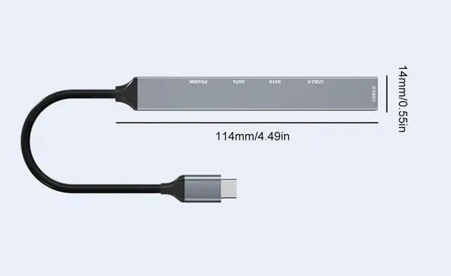 Alt view image 4 of 4 - 5 In 1 USB Type-C Hub USB3.0 5Gbps Multiport Hub Adapter PD 100W Type C Extender Hub Plug and Play for PC Computer Laptop