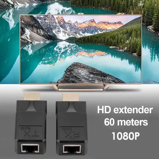 Alt view image 3 of 4 - 60M RJ45 To HDMI-Compatible Adapter No Loss 1080P HDMI-Compatible Transmitter Receiver with USB Power Cable Over Cat5e Cat6