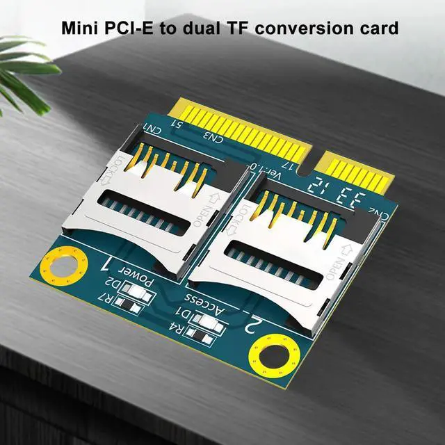 Alt view image 4 of 4 - Dual TF Card To Mini PCI-E Adapter with Half Bracket Mini PCI Express Adapter Card Memory Card Reader Adapter for Laptop