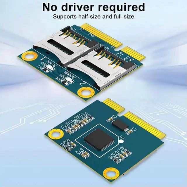 Alt view image 3 of 4 - Dual TF Card To Mini PCI-E Adapter with Half Bracket Mini PCI Express Adapter Card Memory Card Reader Adapter for Laptop