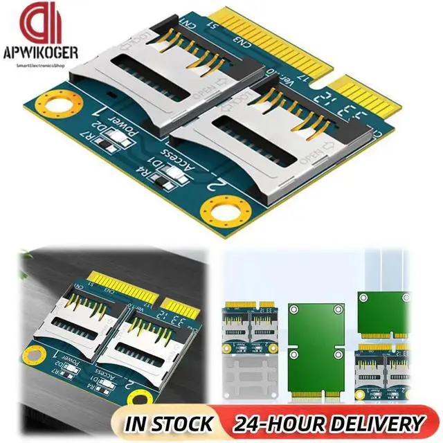 Main image of Dual TF Card To Mini PCI-E Adapter with Half Bracket Mini PCI Express Adapter Card Memory Card Reader Adapter for Laptop
