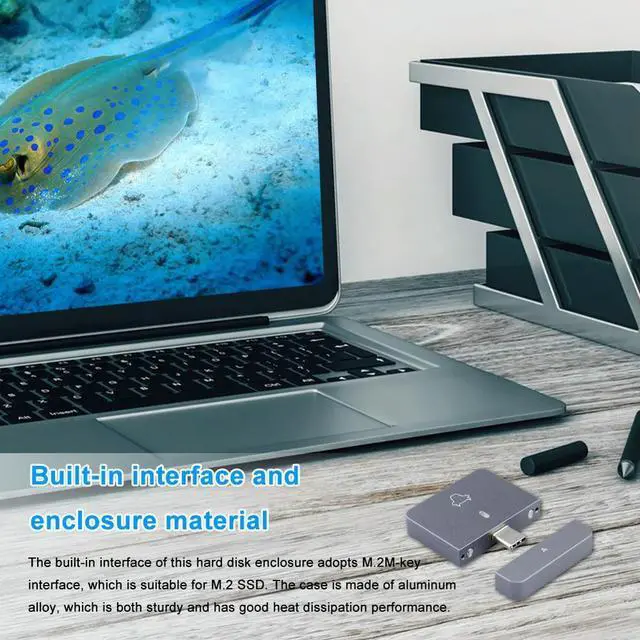 Alt view image 4 of 4 - M.2 NVMe 2230 Mobile Solid State Disk Case USB3.2 Gen2 SSD Enclosure Aluminum Alloy External SSD Case M Key for M2 2230 SSD