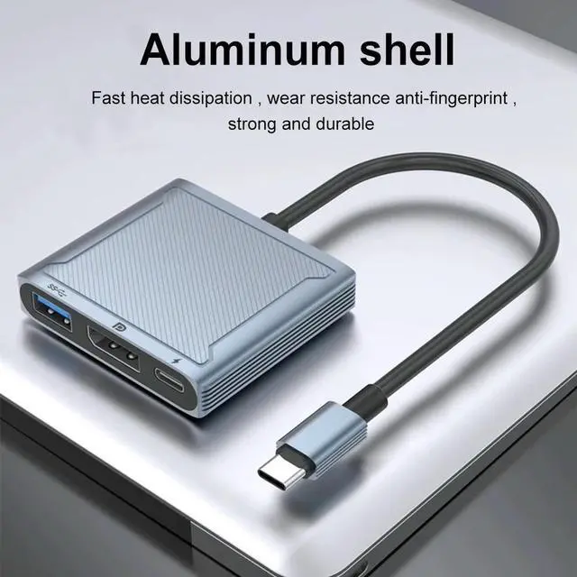 Alt view image 3 of 4 - 3 in 1 Laptop Docking Station with USB PD Port Type-C To USB+DP+PD Docking Station 100W PD 8K 4K for Macbook//