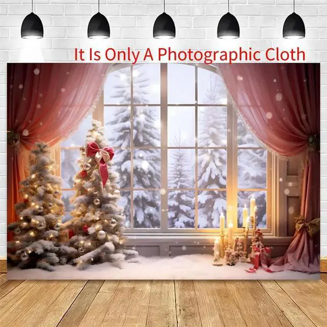 Alt view image 2 of 4 - 210X150cm Christmas Background Cloth Christmas Window Children Photo Studio Photo Photography Backdrops,G Durable Easy Install